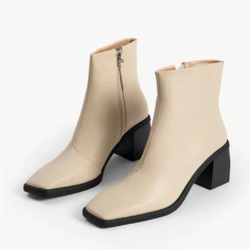 heeled ankle boot in cream