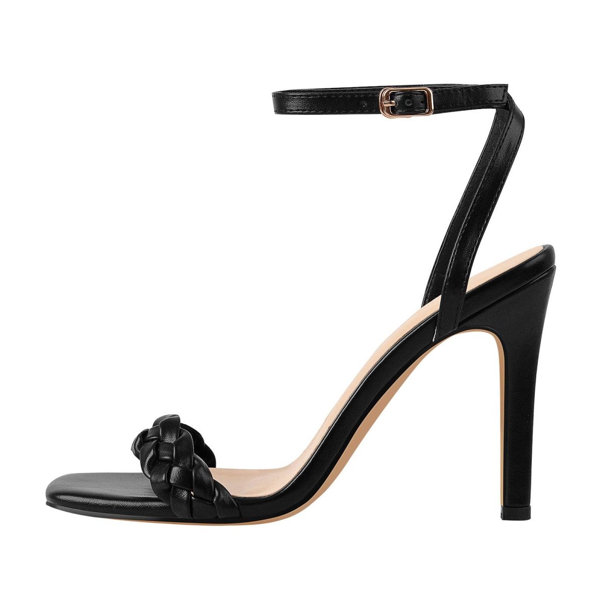 black stiletto heels sandals