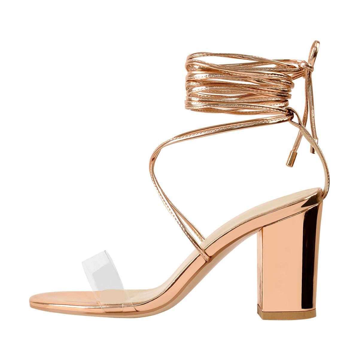 Ankle strap chunky heels sandals