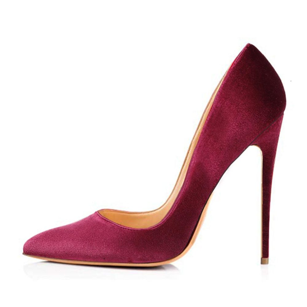 burgendy pointed toe pumps