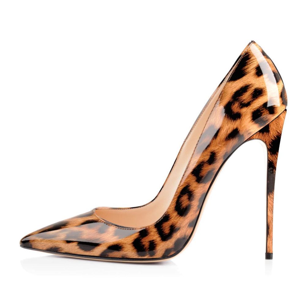 leopard patent leather stiletto pumps